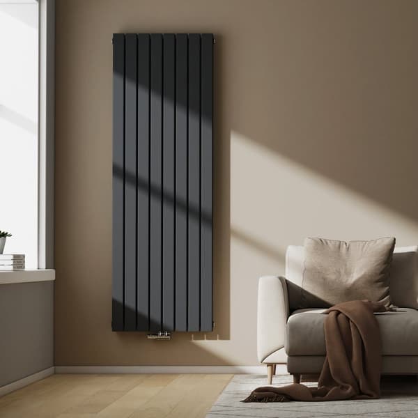EMKE Kylpyhuoneen Lämpöpatteri 180x61,6cm - Kaksikerroksinen, Keskusliitäntä, Antrasiitinharmaa, 1265W