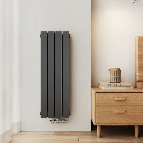 EMKE Badrumsradiator 90x30,4cm - Dubbelskikt, Centralanslutning, Antracitgrå, 446W