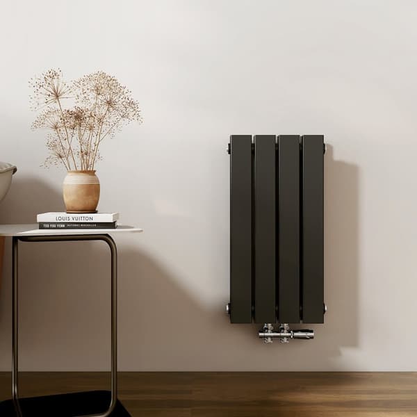 EMKE Compact Radiator 60x30,4cm - Dobbeltlags, Central tilslutning, Frost sort, 327W