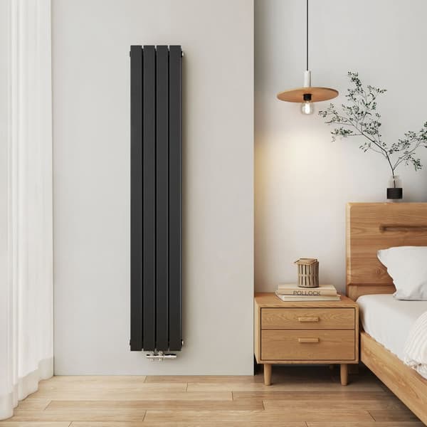 EMKE kapea korkea jäähdytin 180x30.4mm - kaksikerroksinen, keskusliitäntä, huurremusta, 911W