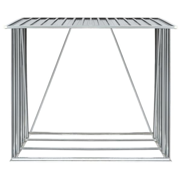 vidaXL brændeskur til haven galvaniseret stål 163 x 83 x 154 cm grå