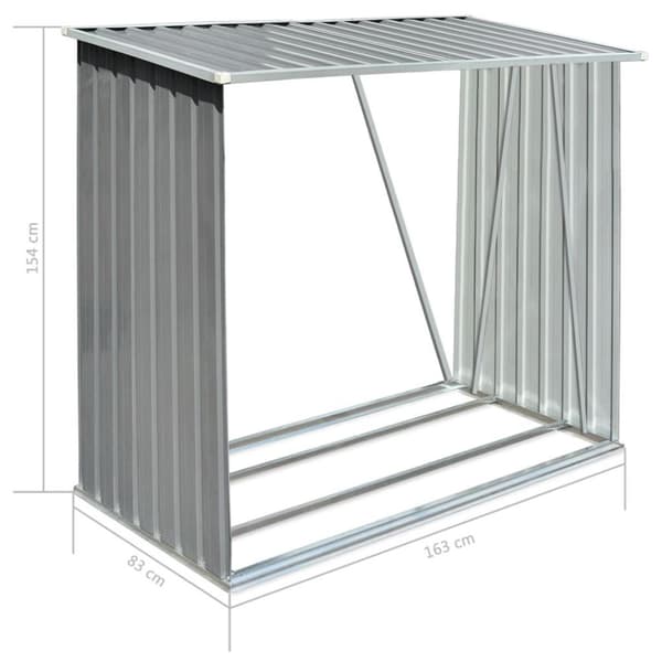 vidaXL brændeskur til haven galvaniseret stål 163 x 83 x 154 cm grå