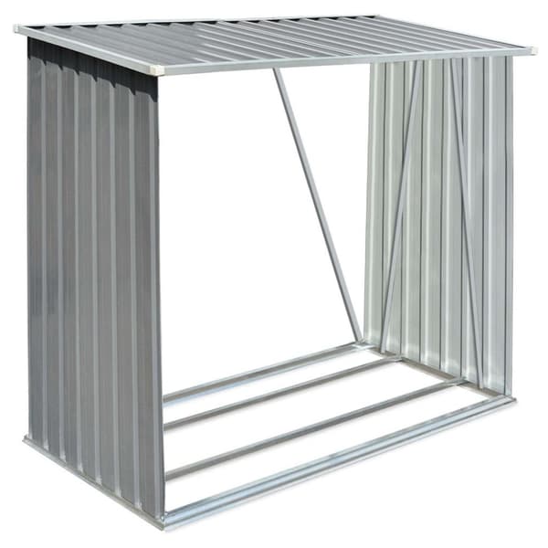 vidaXL brændeskur til haven galvaniseret stål 163 x 83 x 154 cm grå