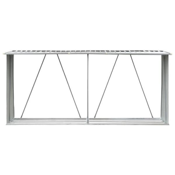 vidaXL brændeskur til haven galvaniseret stål 330x84x152 cm grå