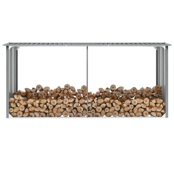 vidaXL Vedskjul galvanisert stål 330x92x153 cm grå