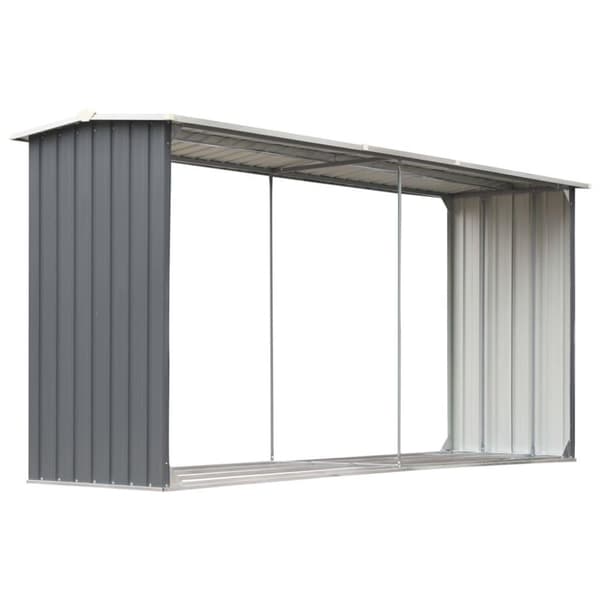 vidaXL Vedskjul galvanisert stål 330x92x153 cm grå