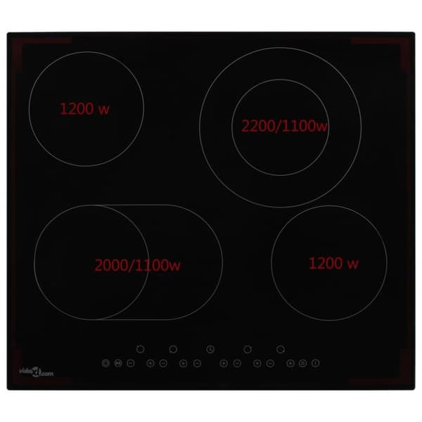 vidaXL keramisk kogeplade med 4 varmezoner touch-panel 6600 W