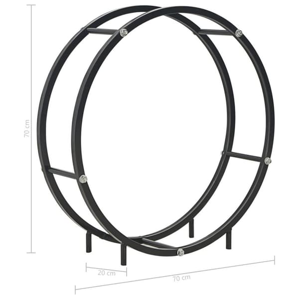 vidaXL Vedstativ svart 70x20x70 cm stål