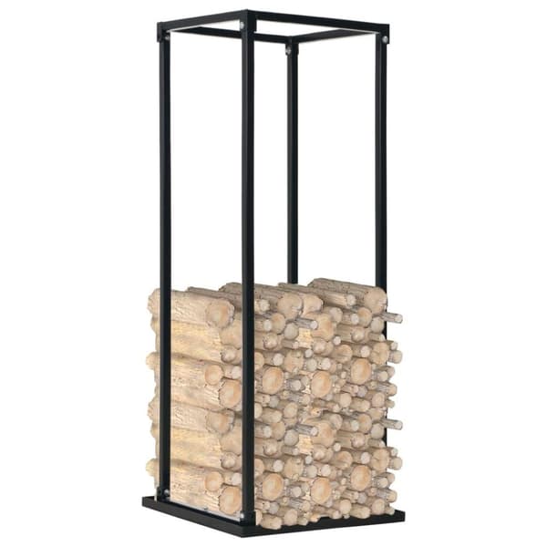 vidaXL brændestativ med bund 37 x 37 x 113 cm sort stål