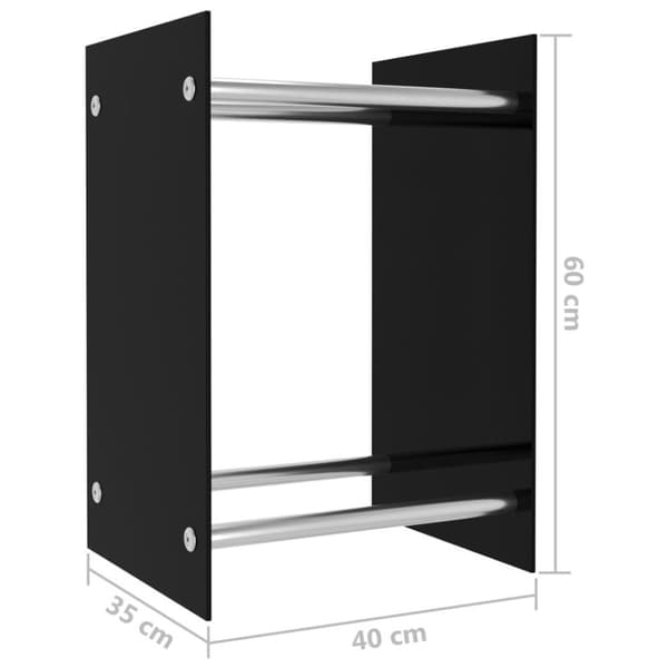 vidaXL Vedstativ svart 40x35x60 cm glass