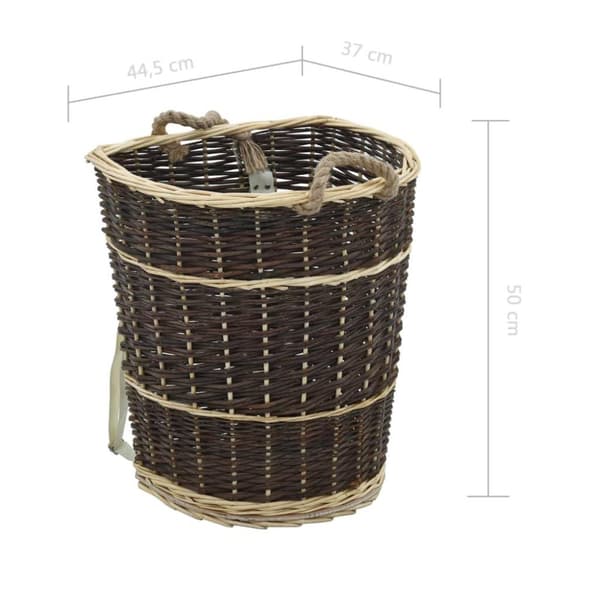 vidaXL Vedkorg med bärremmar 44,5x37x50 cm naturlig pil