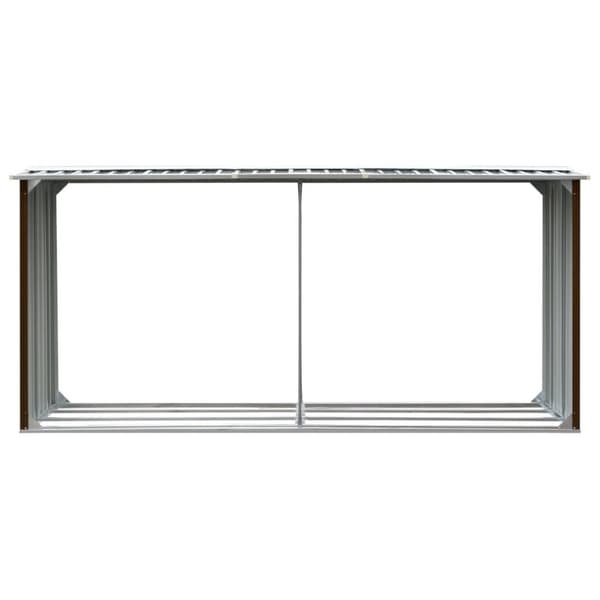 vidaXL brændeskur til haven 330 x 92 x 153 cm galvaniseret stål brun
