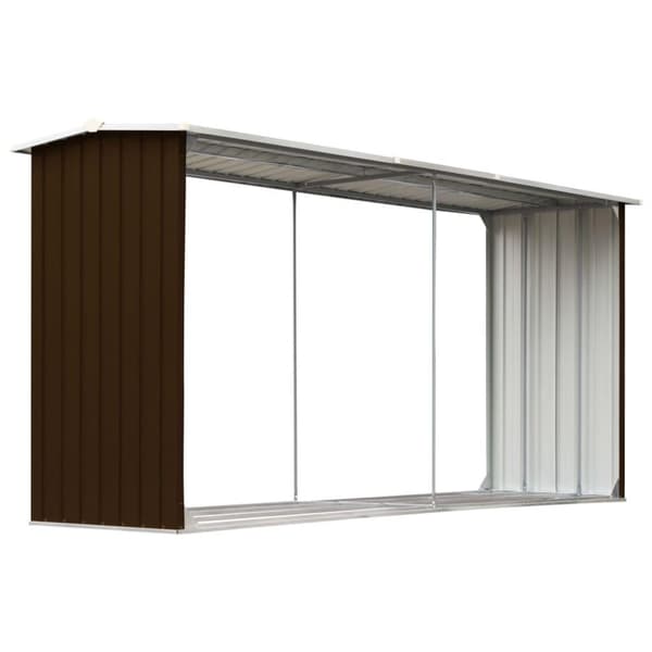 vidaXL brændeskur til haven 330 x 92 x 153 cm galvaniseret stål brun