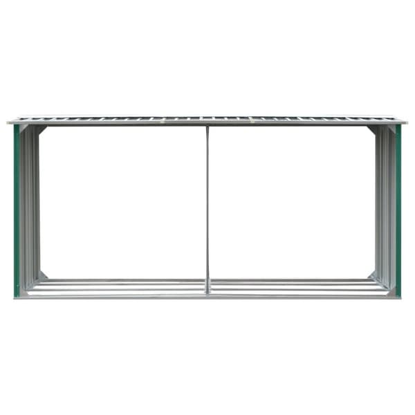 vidaXL brændeskur til haven 330 x 92 x 153 cm galvaniseret stål grøn