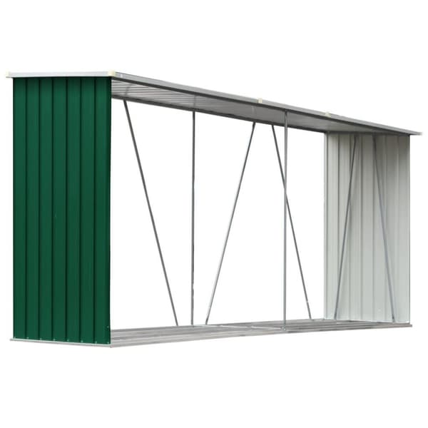 vidaXL Vedskjul galvanisert stål 330x84x152 cm grønn