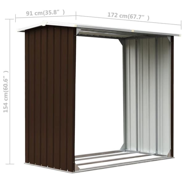 vidaXL Vedskjul galvanisert stål 172x91x154 cm brun