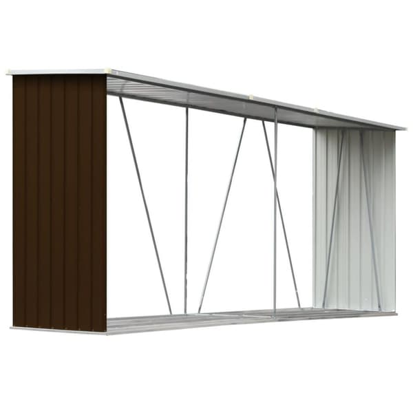 vidaXL Vedskjul i galvaniserat stål 330x84x152 cm brun