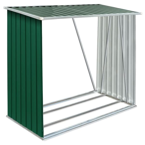 vidaXL brændeskur til haven galvaniseret stål 163x83x154 cm grøn