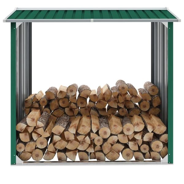 vidaXL brændeskur 172 x 91 x 154 cm galvaniseret stål grøn