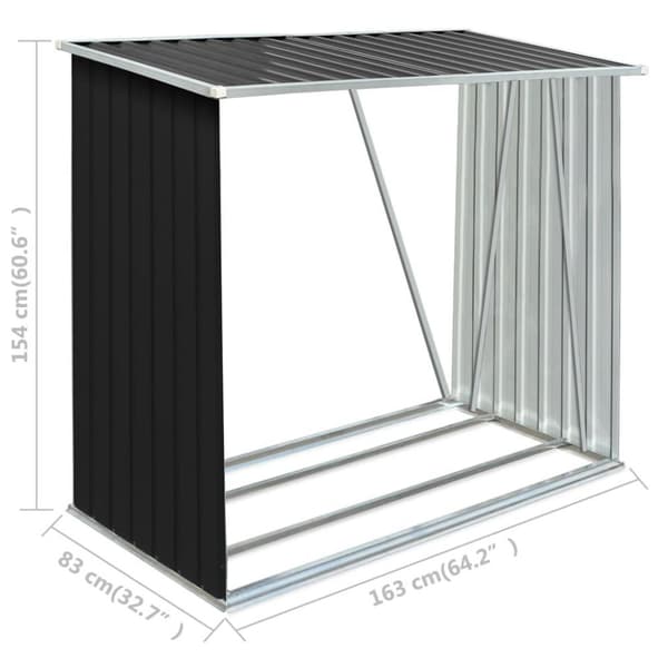 vidaXL Vedskjul galvaniserat stål 163x83x154 cm antracit