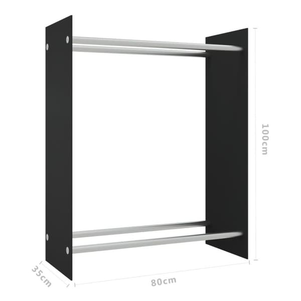 vidaXL brændestativ 80x35x100 cm hærdet glas sort