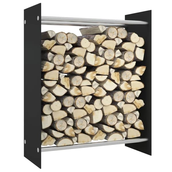 vidaXL brændestativ 80x35x100 cm hærdet glas sort