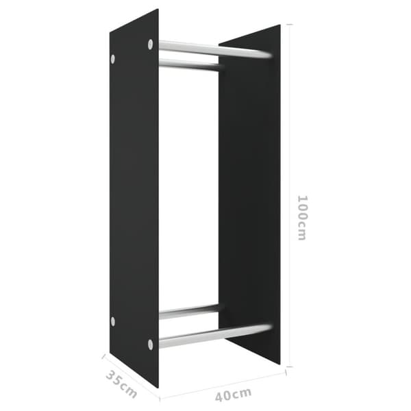 vidaXL brændestativ 40x35x100 cm hærdet glas sort