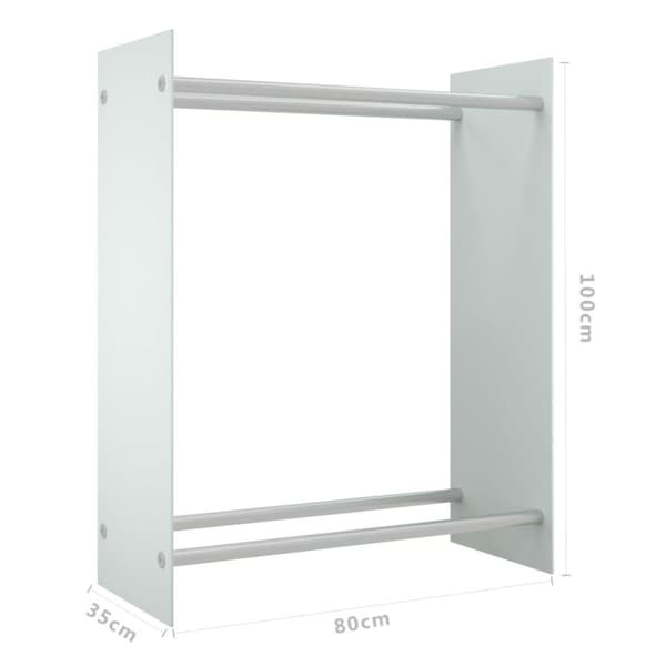 vidaXL brændestativ 80x35x100 cm hærdet glas hvid