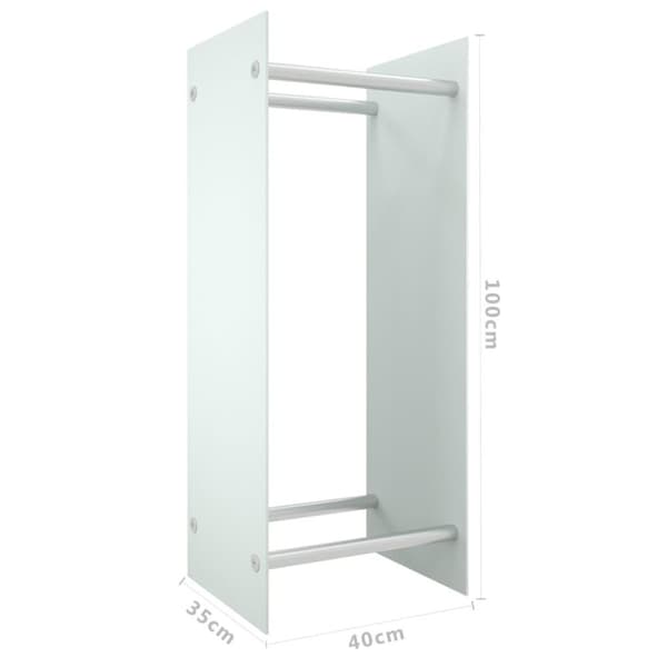 vidaXL brændestativ 40x35x100 cm hærdet glas hvid