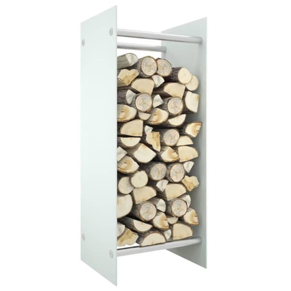 vidaXL brændestativ 40x35x100 cm hærdet glas hvid