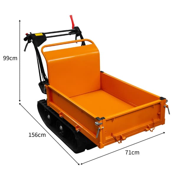 Sporslæde Mini Dumper Benzin-drevet Transportør 300kg 196cc 6.5HK 4 Gear Terrængående CE-certificeret 2 GRATIS Ramper Havearbejde og Terrænkørsel