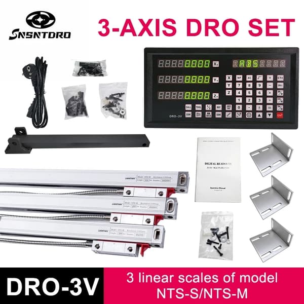 3-axlig DRO-kit för fräsmaskin, hög upplösning, TTL-ingång,0,005 mm komplett kit