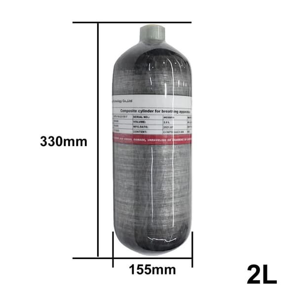 Korkeapainesukellusvaruste, hiilikuitumateriaali, 4500Psi kapasiteetti,Hiilikuitu, 2L