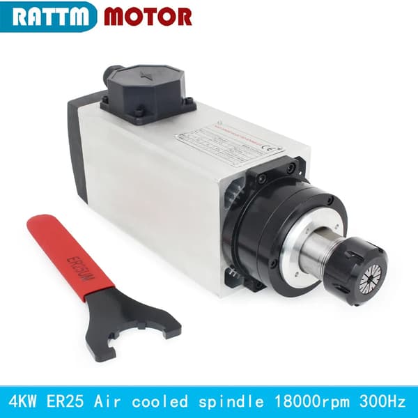 4 kW Ilmajäähdytteinen Spindelimoottori, 10-18000 rpm Nopeus, ER25 Kolo,Vain karamoottori, 220V Paketti