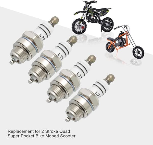 4 Styck Tändstift L7T Ersättning för 2-taktsmotor 33cc 43cc 47cc 49cc ATV Moped Scooter Super Pocket Motor Pocket Bike