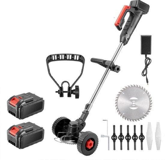 Spetsklippare med batteri | Grastrimmer på hjul 36V | 6000RMP | 3.0 AH -batterier