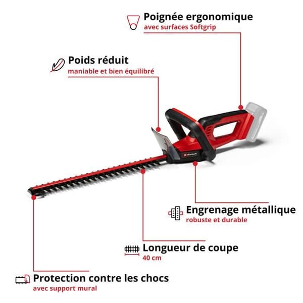 Einhell batteridriven häcksax GC-CH 18/40 Li Solo Power X-Change (18V, klipp längd 40 cm) Levereras utan batteri eller laddare