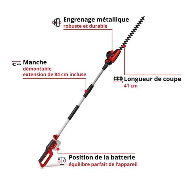 Einhell Häckselsax på stång utan sladd GC-HH 18/45 Li T-Solo Power X-Change (18V) Levereras utan batteri eller laddare
