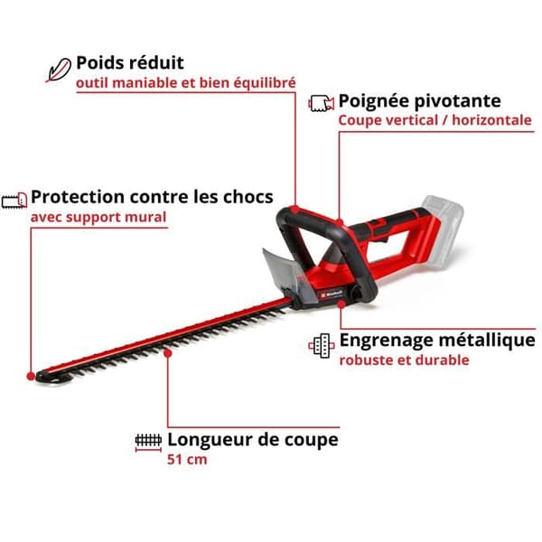 Einhell Trådlös häcksax GC-CH 18/50 Li-Solo Power X-Change (18V, Klipplängd 50cm) Levereras utan batteri eller laddare