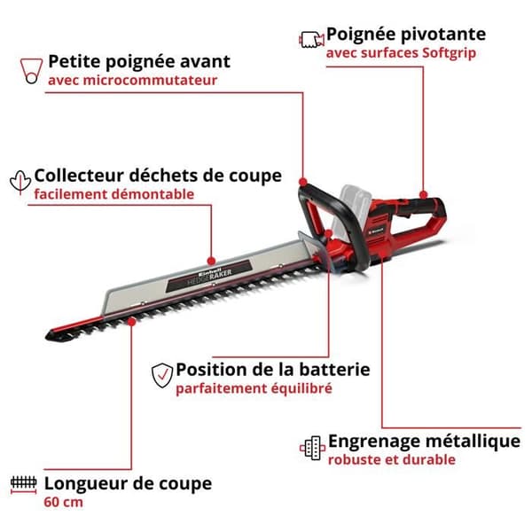 Einhell Grästrimmer utan sladd GE-CH 18/60 Li - Solo Power X-Change (18V, Klipp 60 cm) Levereras utan batteri eller laddare