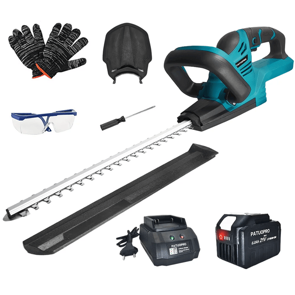 Borstlös elektrisk häcktrimmer, 48 cm bladlängd, 500W effekt,1PC 6.0Ah Batteri