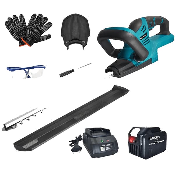 Borstlös elektrisk häcktrimmer, 48 cm bladlängd, 500W effekt,1PC 6.0Ah Batteri
