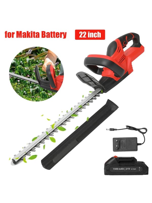 Trådlös Häcksax, 22 Tum Klipplängd, 7500 mAh Batteri, 1500 rpm Hastighet,ett batteri, Med 1xbatteri