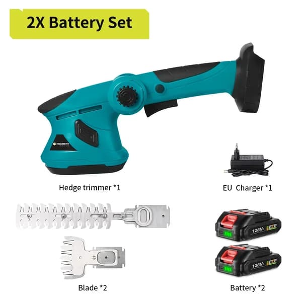 Elektrisk Hækkeklipper, Højhastighed 20000RPM, Holdbar SK5 Klinge,2 Batteri EU Stik