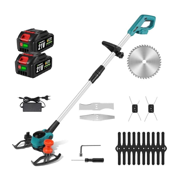 Elektrisk Gräsklippare, 3000W Effekt, 15 cm Klippbredd, 30000RPM Hastighet,2 Batteri EU Kontakt