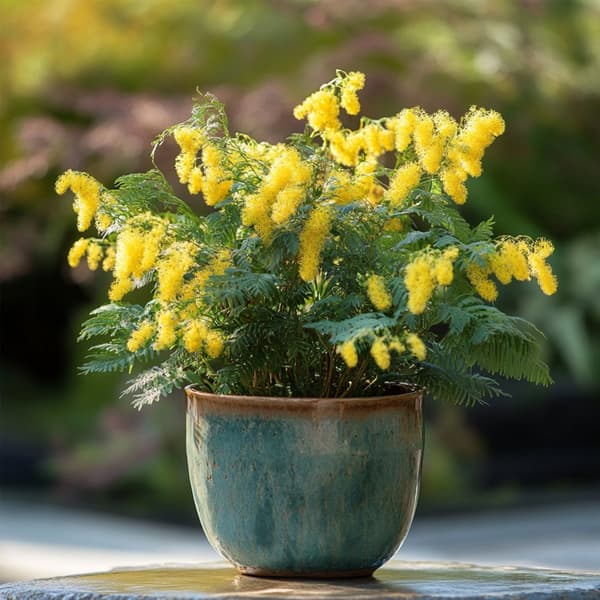 Følsom plante - Sæt med 6 - Mimosa dealbata - Højde 25-40cm - ⌀9cm