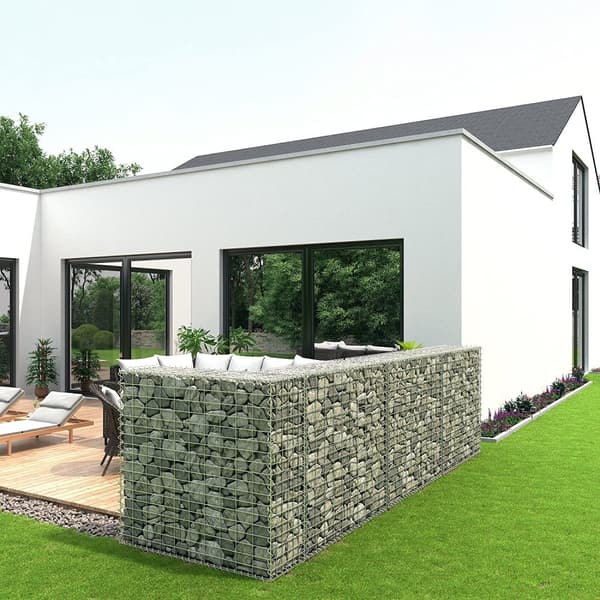 Schanskorf - Gabion, joka on valmistettu metalliverkosta - 100 x 95 x 30 cm - hopea