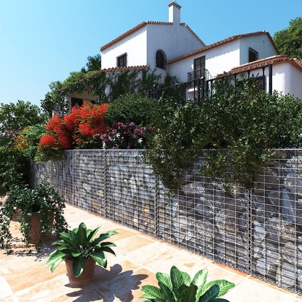 Schanskorf - Gabion, joka on valmistettu metalliverkosta - 100 x 95 x 30 cm - hopea