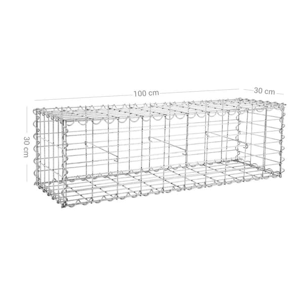 Schanskorf - Gabion Garden Wall - för stenar - 100 x 30 x 30 cm - silver