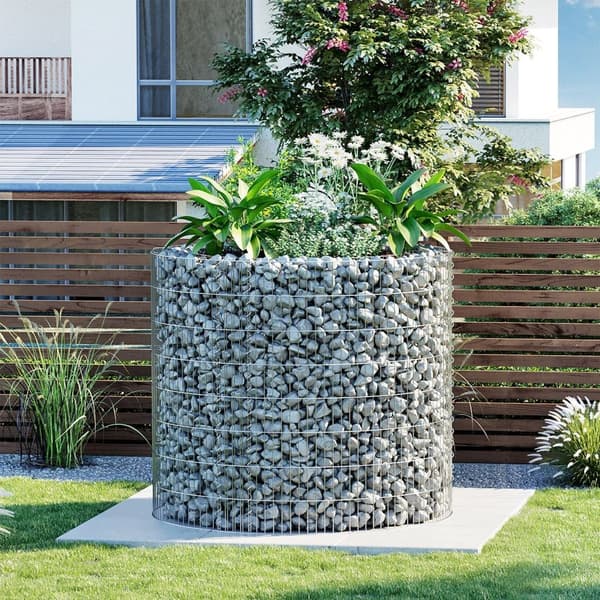 Schanskorf - Rund dekorativ kurv - Metal Stone Basket - Rustfrit - 90 x 80 cm